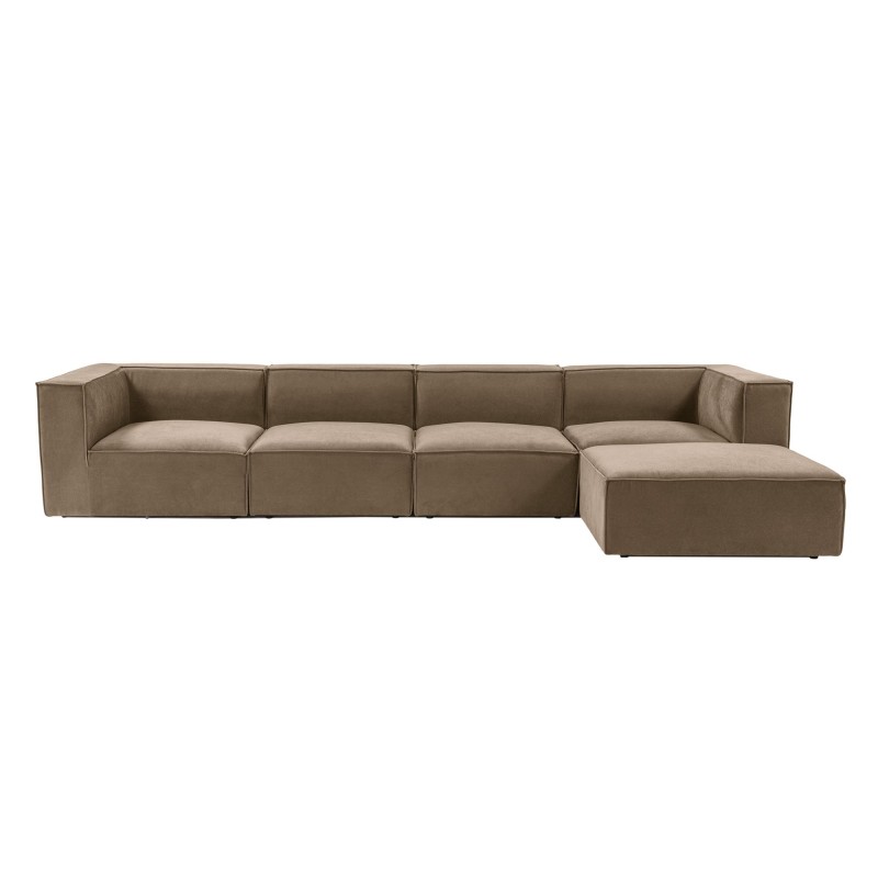 Γωνιακός Καναπές Sora (L1-O1-O1-1R-POUFFE ) - Χρώμα Καφέ - 430x102x75εκ - Δώρο το Πουφ