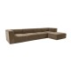 Γωνιακός Καναπές Sora (L1-O1-O1-1R-POUFFE ) - Χρώμα Καφέ - 430x102x75εκ - Δώρο το Πουφ