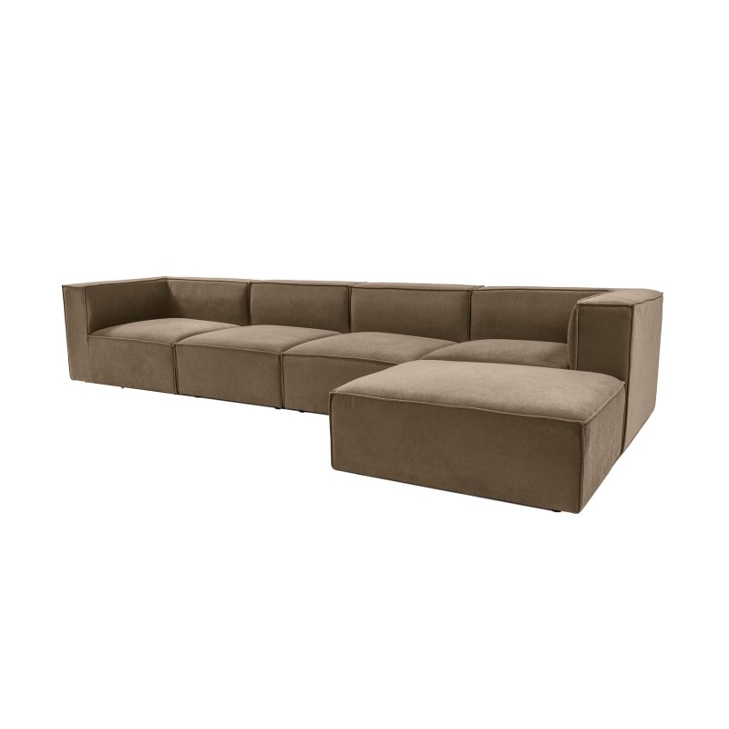 Γωνιακός Καναπές Sora (L1-O1-O1-1R-POUFFE ) - Χρώμα Καφέ - 430x102x75εκ - Δώρο το Πουφ