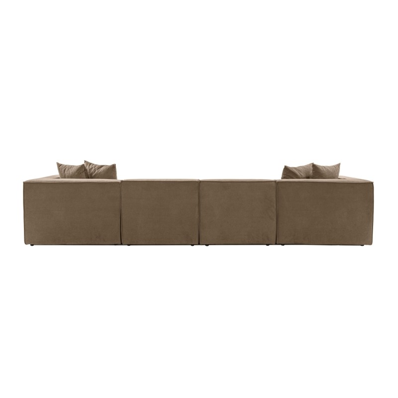 Γωνιακός Καναπές Sora (L1-O1-O1-1R-POUFFE ) - Χρώμα Καφέ - 430x102x75εκ - Δώρο το Πουφ