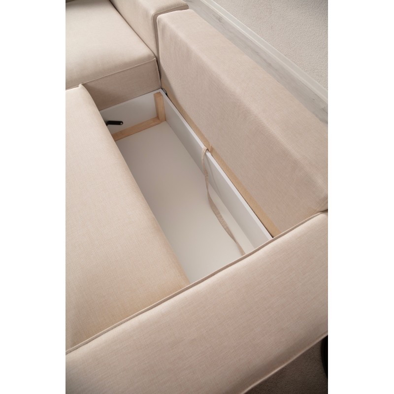 Γωνιακός Καναπές Κρεβάτι Pırlo Αριστερή Γωνία 206x145x43εκ - Ecru