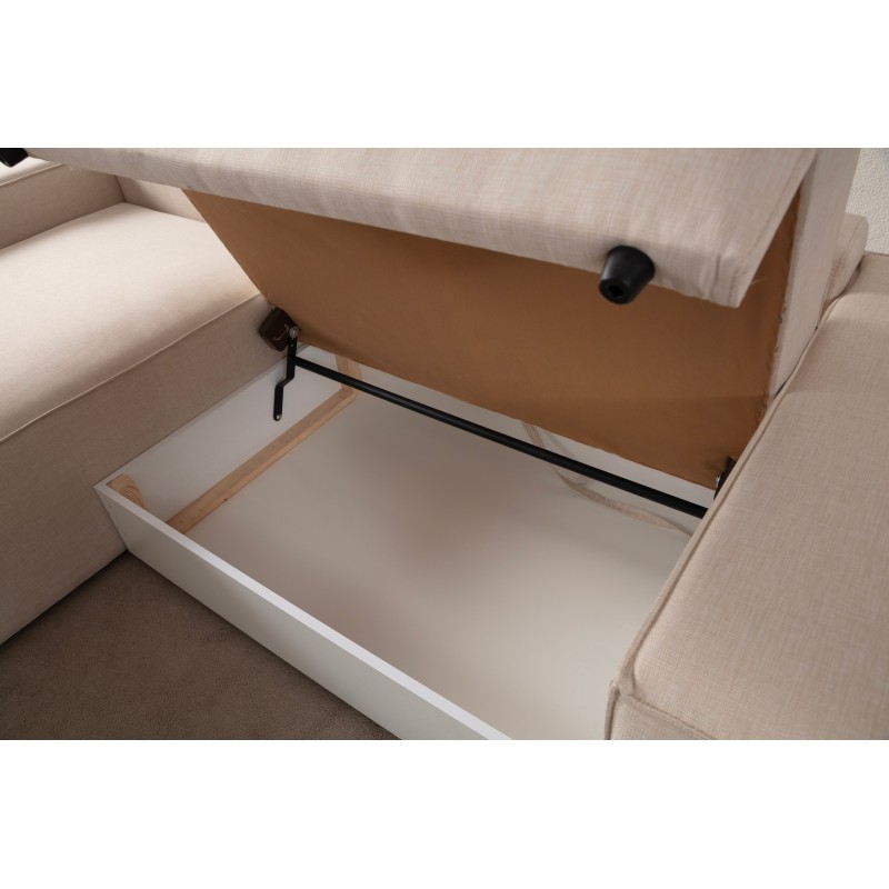 Γωνιακός Καναπές Κρεβάτι Pırlo Αριστερή Γωνία 206x145x43εκ - Ecru