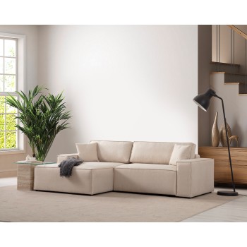 Γωνιακός Καναπές Κρεβάτι Pırlo Αριστερή Γωνία 206x145x43εκ - Ecru 