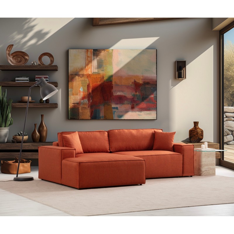 Γωνιακός Καναπές Κρεβάτι Pırlo Αριστερή Γωνία 206x145x43εκ - Orange Orange