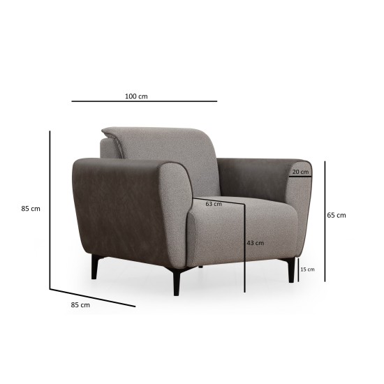 1-Seat Sofa Aren - Grey Grey 1-Seat Sofa Aren - Grey Grey