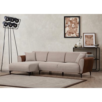 Corner Sofa-Bed Aren Left - Beige, Cinnamon Beige
Cinnamon
