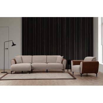 Corner Sofa-Bed Aren Left - Beige, Cinnamon Beige
Cinnamon