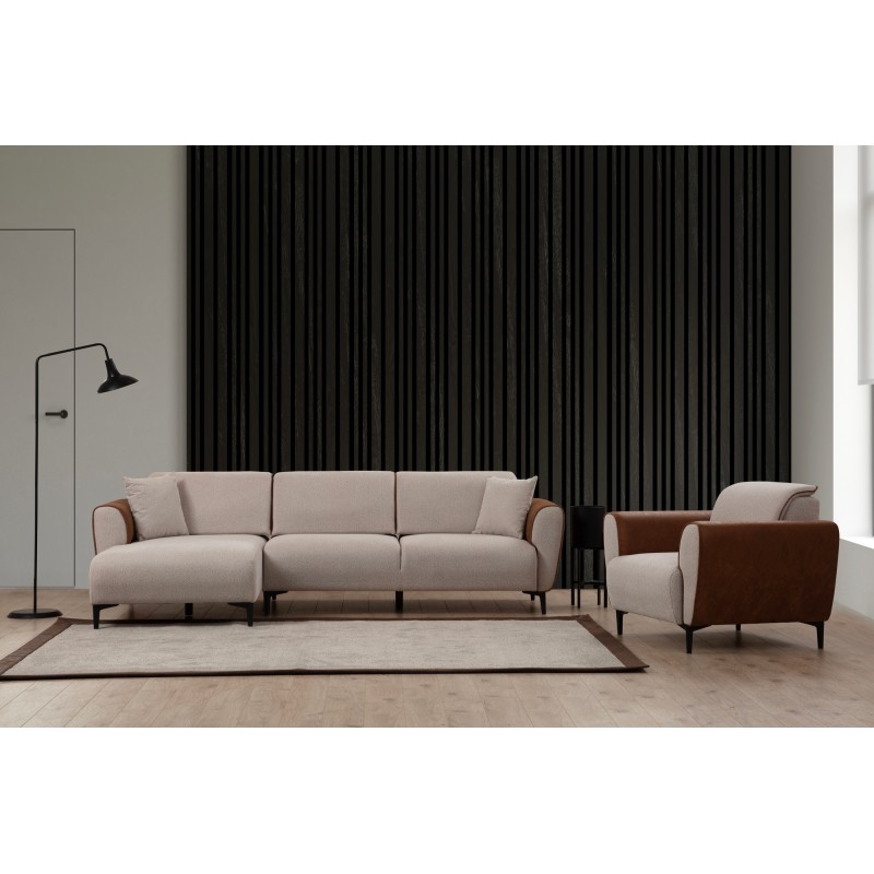 Corner Sofa-Bed Aren Left - Beige, Cinnamon Beige
Cinnamon
