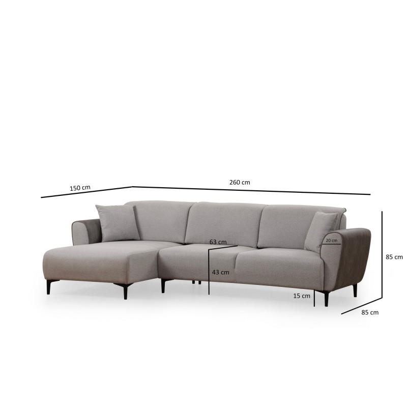 Corner Sofa-Bed Aren Left - Grey Grey