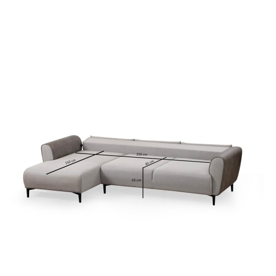 Corner Sofa-Bed Aren Left - Grey Grey Corner Sofa-Bed Aren Left - Grey Grey