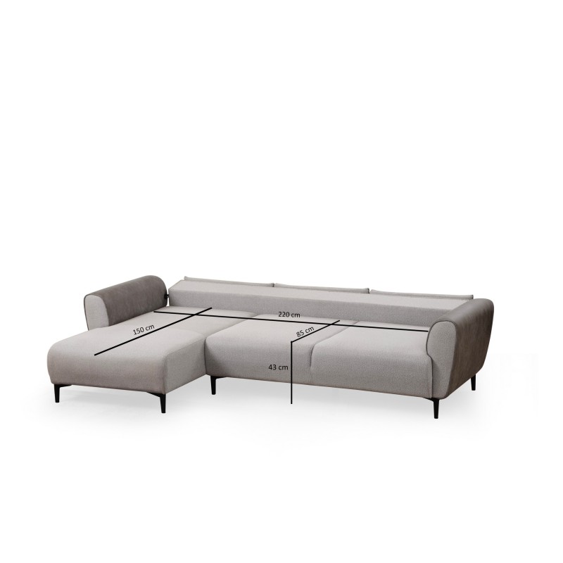 Corner Sofa-Bed Aren Left - Grey Grey