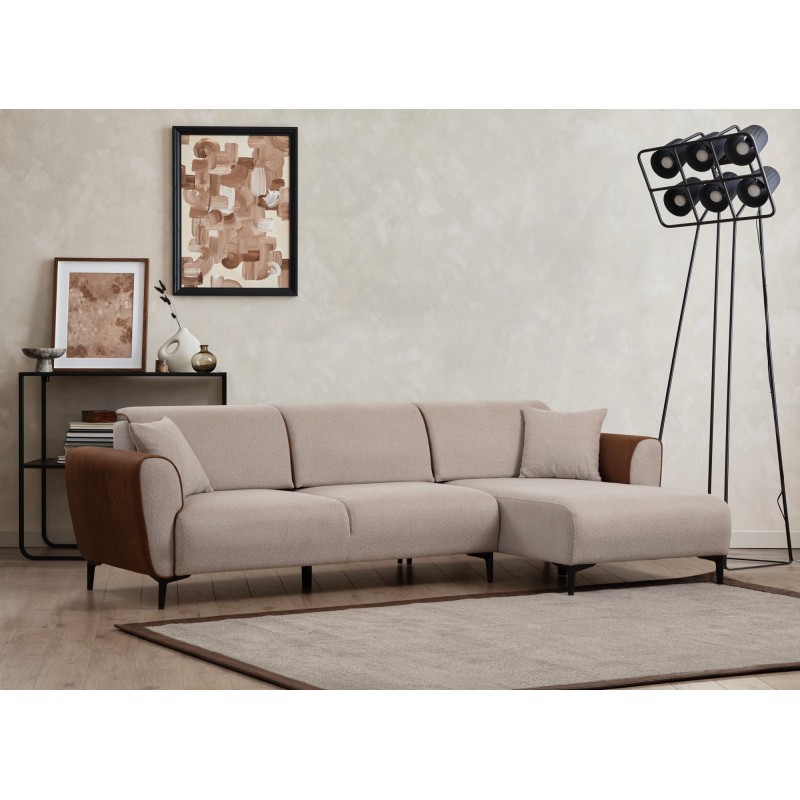 Corner Sofa-Bed Aren Right - Beige, Cinnamon Beige
Cinnamon