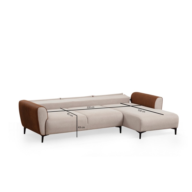 Corner Sofa-Bed Aren Right - Beige, Cinnamon Beige
Cinnamon