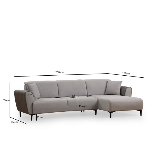 Corner Sofa-Bed Aren Right - Grey Grey Corner Sofa-Bed Aren Right - Grey Grey