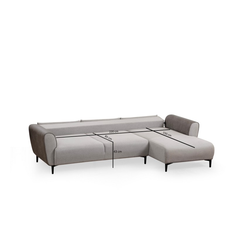 Corner Sofa-Bed Aren Right - Grey Grey