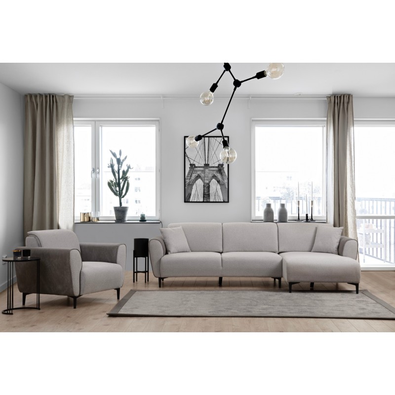 Corner Sofa-Bed Aren Right - Grey Grey