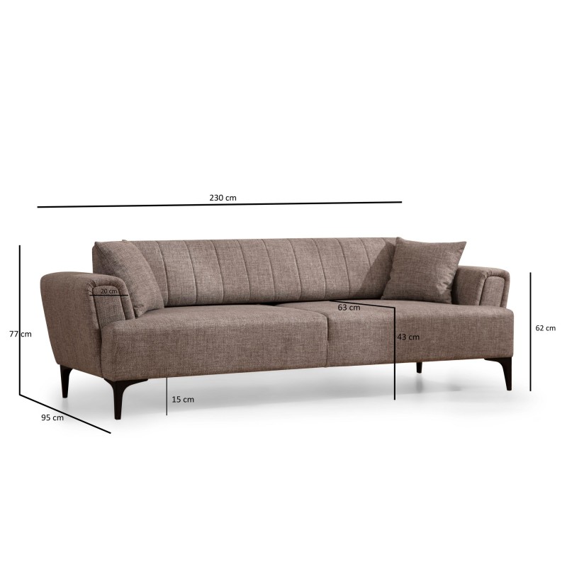 3-Seat Sofa-Bed Hamlet - Light Brown Light Brown