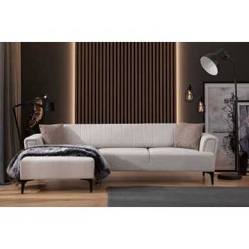 Corner Sofa-Bed Hamlet Left - Ecru Ecru