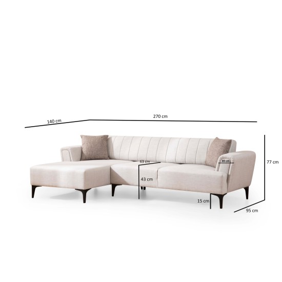Corner Sofa-Bed Hamlet Left - Ecru Ecru Corner Sofa-Bed Hamlet Left - Ecru Ecru