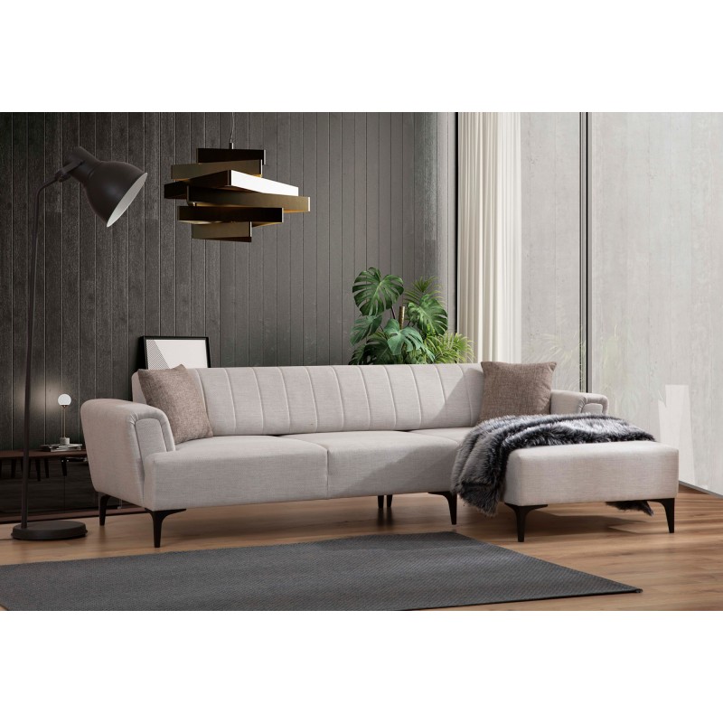 Corner Sofa-Bed Hamlet Right- Ecru Ecru