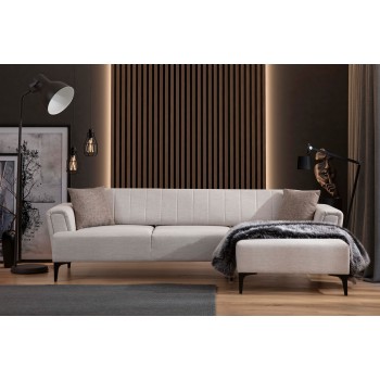 Corner Sofa-Bed Hamlet Right- Ecru Ecru