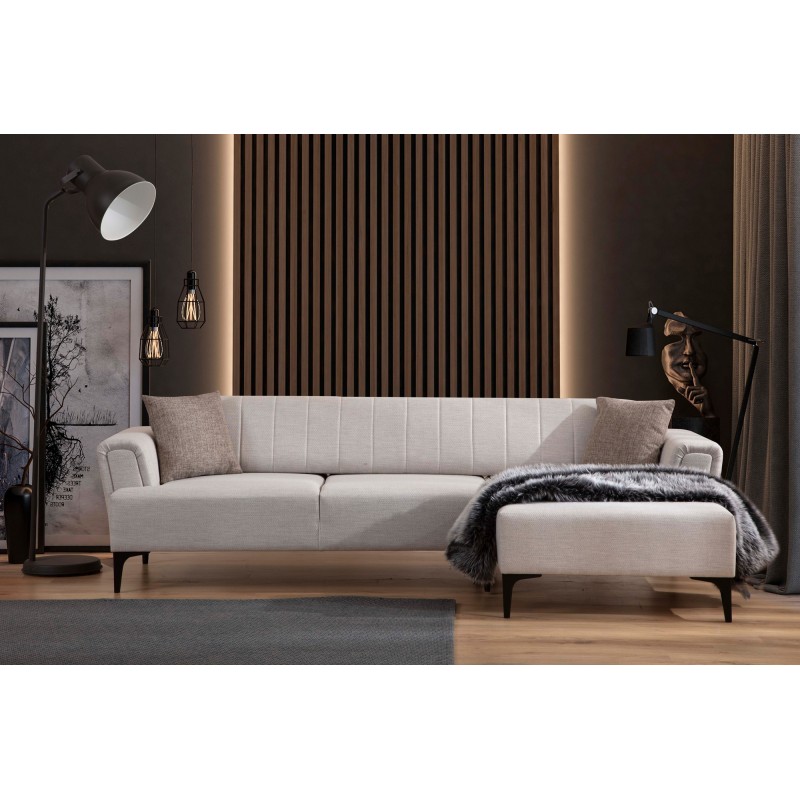 Corner Sofa-Bed Hamlet Right- Ecru Ecru