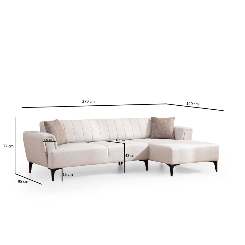 Corner Sofa-Bed Hamlet Right- Ecru Ecru