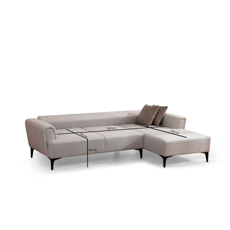 Corner Sofa-Bed Hamlet Right- Ecru Ecru