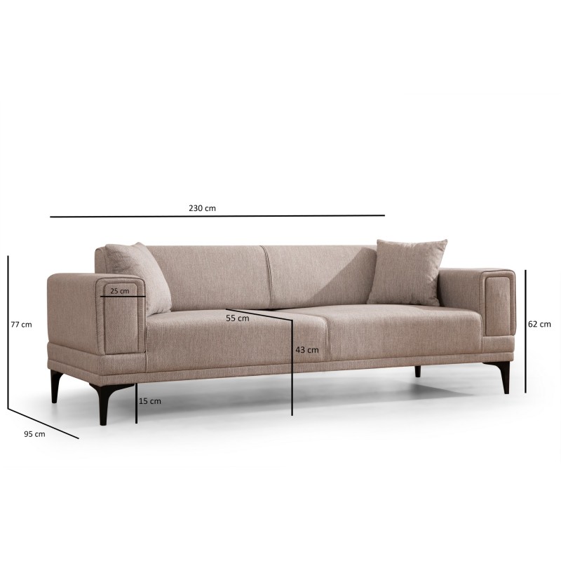 Atelier del Sofa 3-Seat Sofa-Bed Horizon - Light Brown Light Brown