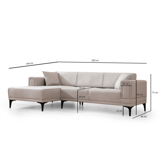 Corner Sofa-Bed Horizon Left - Ecru Ecru