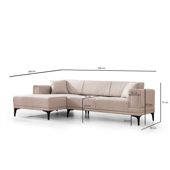 Corner Sofa-Bed Horizon Left - Light Brown Light Brown Corner Sofa-Bed Horizon Left - Light Brown Light Brown