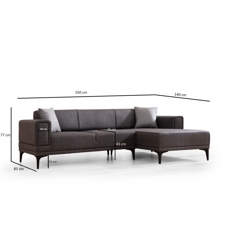 Atelier del Sofa Corner Sofa-Bed Horizon Right - Dark Grey Dark Grey