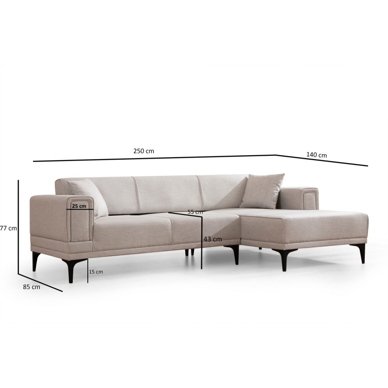 Corner Sofa-Bed Horizon Right - Ecru Ecru