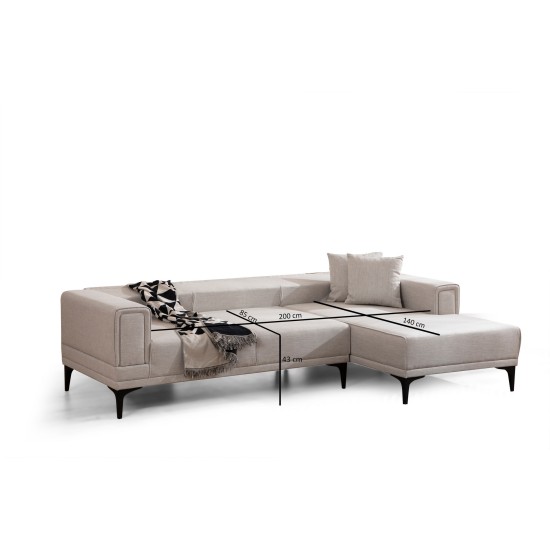 Corner Sofa-Bed Horizon Right - Ecru Ecru