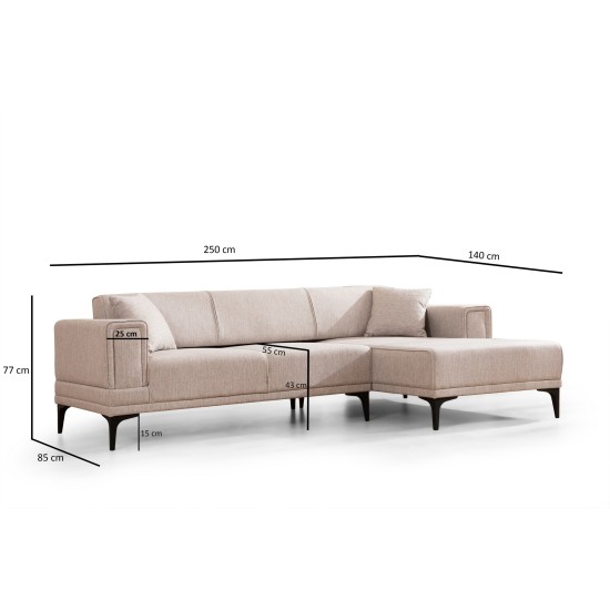 Corner Sofa-Bed Horizon Right - Light Brown Light Brown Corner Sofa-Bed Horizon Right - Light Brown Light Brown