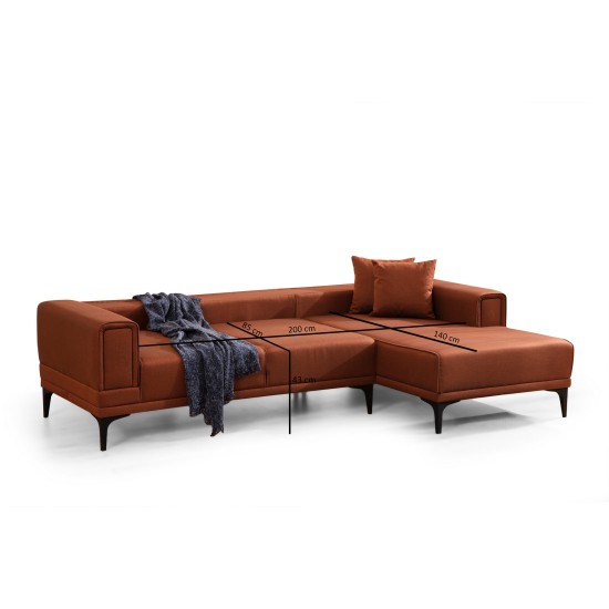 Corner Sofa-Bed Horizon Right - Tile Red Tile Red