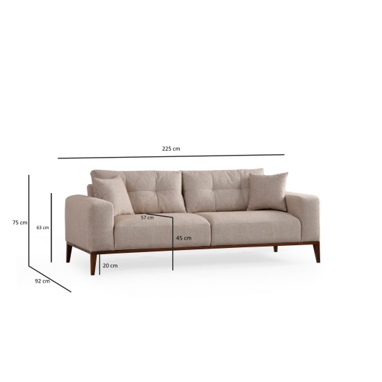 Τριθέσιος Καναπές - Sinor 3 - Χρώμα Μπεζ - 225x92x75εκ Τριθέσιος Καναπές - Sinor 3 - Χρώμα Μπεζ - 225x92x75εκ