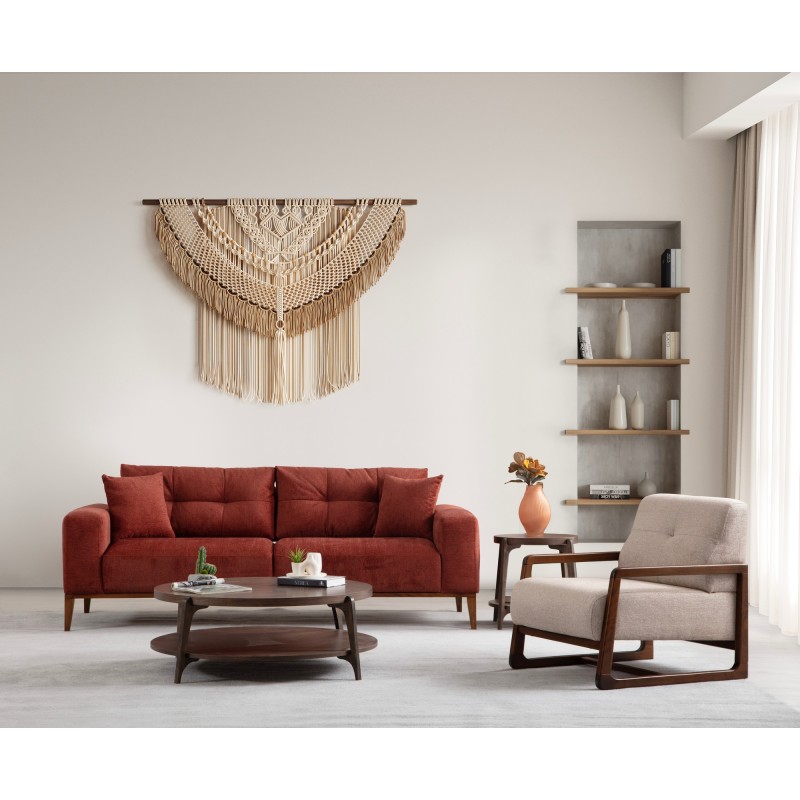 Τριθέσιος Καναπές - Sinor 3 - Χρώμα Κεραμιδί - 225x92x75εκ