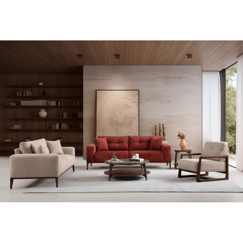 Τριθέσιος Καναπές - Sinor 3 - Χρώμα Κεραμιδί - 225x92x75εκ