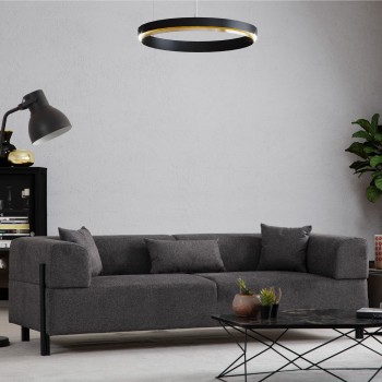 Τριθέσιος Καναπές Gio - Χρώμα Ανθρακί - 225x93x75εκ