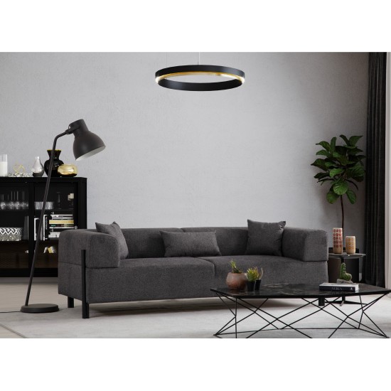 Τριθέσιος Καναπές Gio - Χρώμα Ανθρακί - 225x93x75εκ Τριθέσιος Καναπές Gio - Χρώμα Ανθρακί - 225x93x75εκ