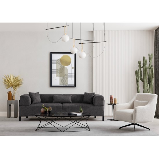 Τριθέσιος Καναπές Gio - Χρώμα Ανθρακί - 225x93x75εκ Τριθέσιος Καναπές Gio - Χρώμα Ανθρακί - 225x93x75εκ