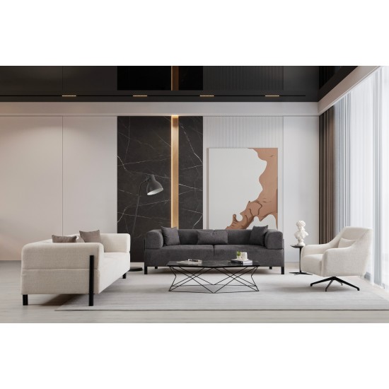 Τριθέσιος Καναπές Gio - Χρώμα Ανθρακί - 225x93x75εκ Τριθέσιος Καναπές Gio - Χρώμα Ανθρακί - 225x93x75εκ