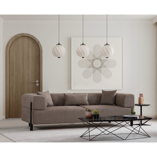 Τριθέσιος Καναπές Gio - Χρώμα Καφέ - 225x93x75εκ