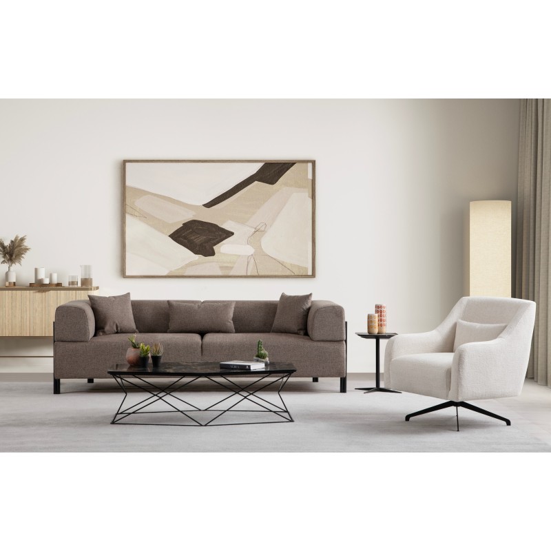 Τριθέσιος Καναπές Gio - Χρώμα Καφέ - 225x93x75εκ