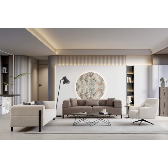 Τριθέσιος Καναπές Gio - Χρώμα Καφέ - 225x93x75εκ
