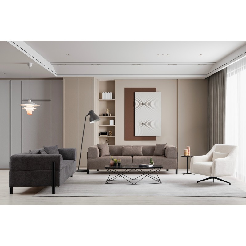 Τριθέσιος Καναπές Gio - Χρώμα Καφέ - 225x93x75εκ