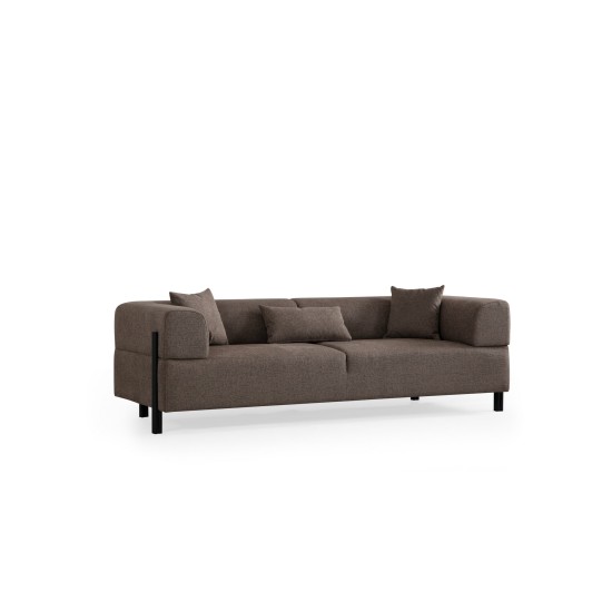 Τριθέσιος Καναπές Gio - Χρώμα Καφέ - 225x93x75εκ