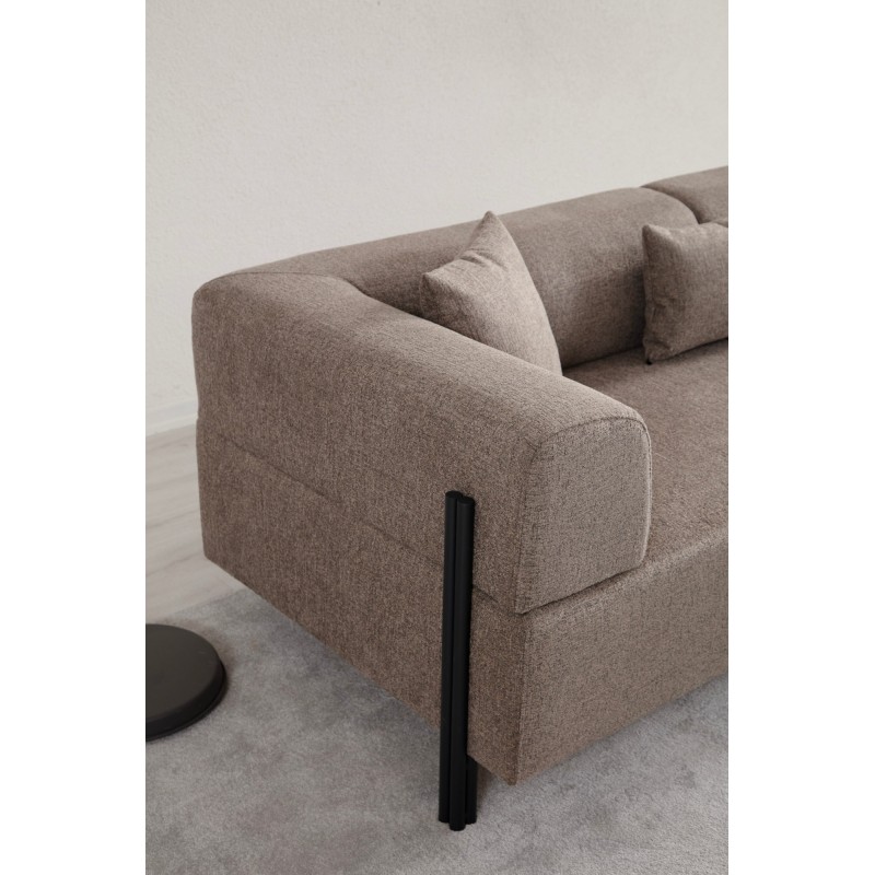 Τριθέσιος Καναπές Gio - Χρώμα Καφέ - 225x93x75εκ