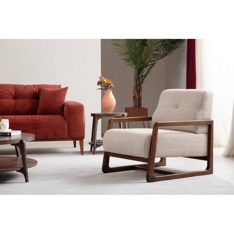 Wing Chair Athena Bergere - Beige Beige